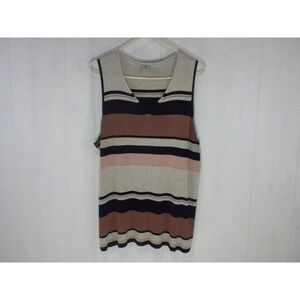 Chico's Sweater Tank Top XXL Size 4 Multi‎ Color Striped Classic Fit Scoop Neck